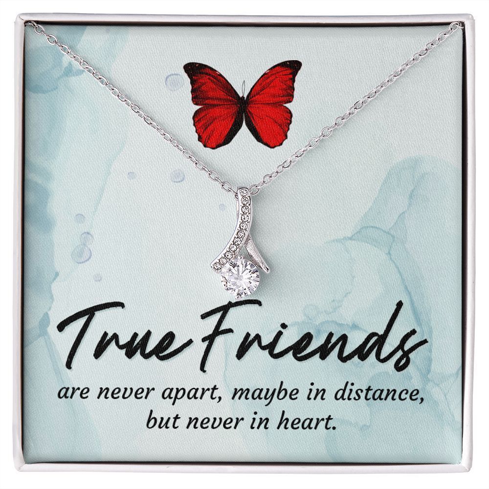 True Friends Ribbon Necklace Silver Tone Standard Box